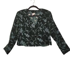 Rabbit Rabbit Designs Jacket Medium Velvet Burnout Floral Sheer VTG 90s Coquette